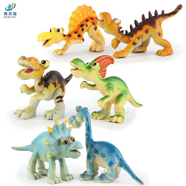 

cross border new style solid cartoon animal model toy plastic animal 6-dinosaur tiger lion elephant model