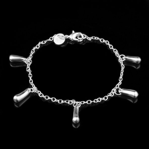 

simple waterdrop pendant link chain bracelet bangles for women silver plated cuff jewelry gift dropshipping, Black