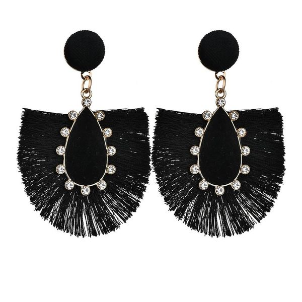 

cross-border european and american exaggerated alloy droplets tassel earrings bohemia style earrings wholesale, Silver