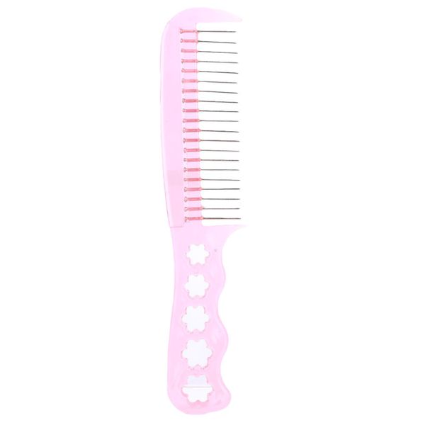 

necessary strong stainless steel hair comb for wig styling tools shallow pink colorful, Silver