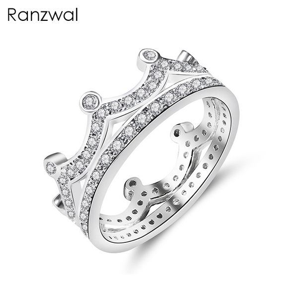

ranzwal fashion white gold crown princess ring bride engagement ring jewelry us size 6~9, Slivery;golden