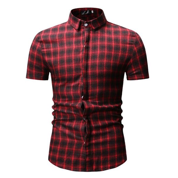 

summer mens casual shirts short sleeve plaid shirt fashion 2019 spring autumn shirt soft comfort slim fit male clothes, White;black