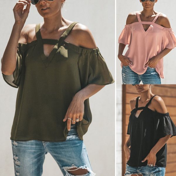 

women v neck loose off shoulder short sleeve fashion for summer beach party fs99, White