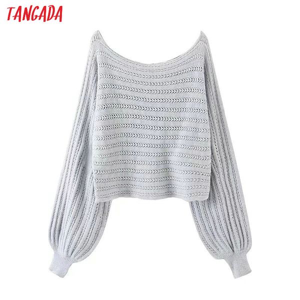 

tangada fashion women gray oversize sweater female hole lantern long sleeve korean chic jumpers sweater ladies pull femme jna41, White;black