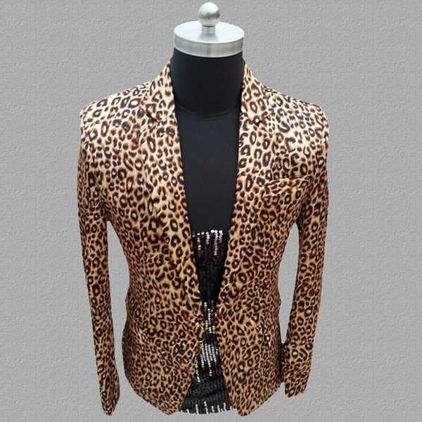 

leopard blazer men suits designs jacket mens stage for singers clothes dance star style dress punk england clothing, White;black