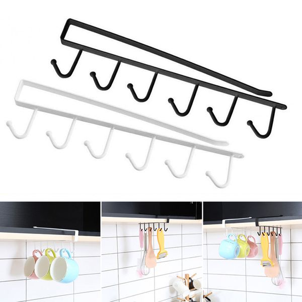 

under cabinet hanger rack 6 hooks kitchen cupboard storage cupboard shelf hook #3