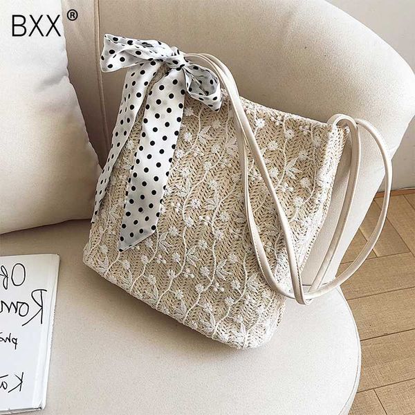 

bxx] vintage lace straw woven bucket bag for women 2020 summer crossbody bag fashion high capacity purses travel handbags hl497