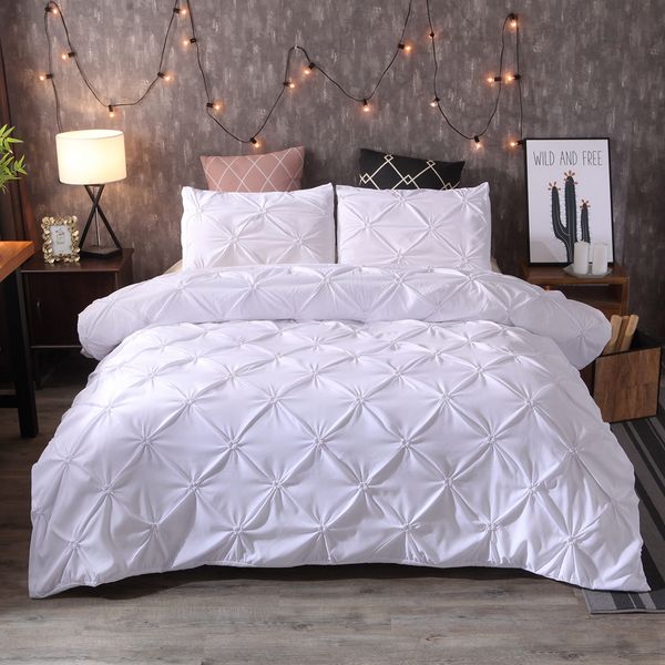 

wensd luxury solid comfortable quilt cover bed bedding linens white/gray bed cover pillowcase us duvet set