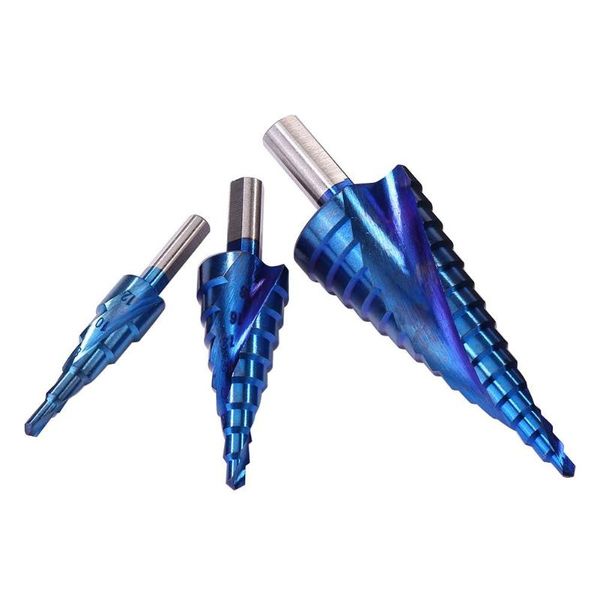 

woodworking drilling tool hss steel spiral step drill titanium coated to reduce friction and heatat hole chamfer drill bit