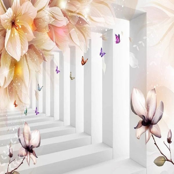 

пользовательское большая настенная 3d обои современная творческая 3d пространство расширения абстрактного цветка коридор tv задней стена дек