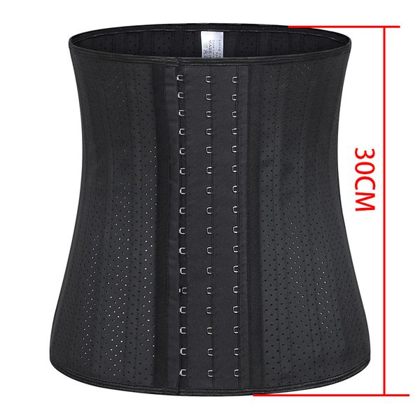 

fitness waist trainer corset with 25 steel bone section punching rubber waist sweat belt women weight loss compression trimmer, Black;gray