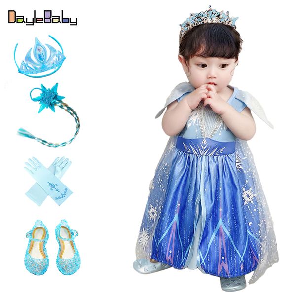 

summer infant girls dress princess elza new snow queen costume with cape baby dress birthday party coronation clothe, Red;yellow