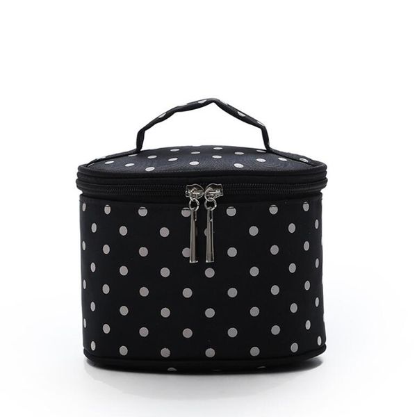 

handle round dot large cosmetic bag travel makeup organizer case holder
