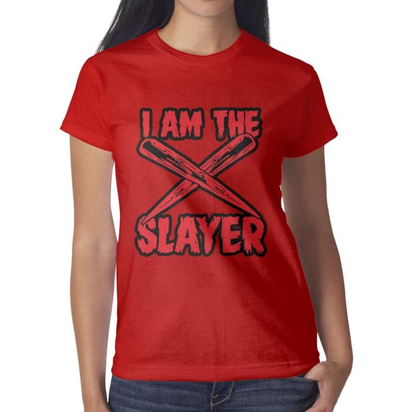 

i am the slayer red womens t shirt,shirts,t shirts,tee shirts shirt design vintage designer custom classic t shirt, White