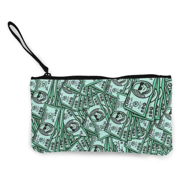 

womens canvas wrist bag dollar money small change coin purse clutches bag female key card pouch money coin holder bags custom