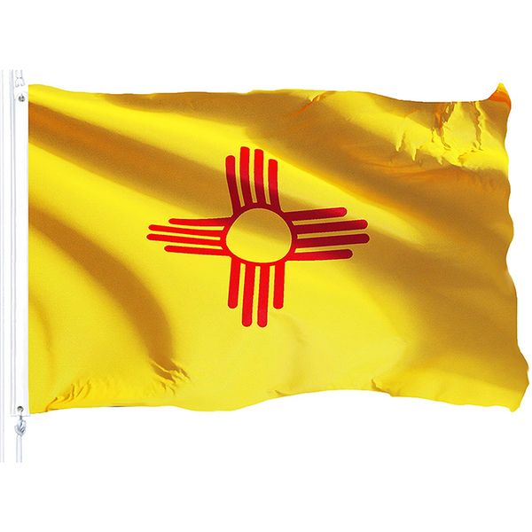 Personalizado atacado 3x5ft New Mexico State Flag, 100% poliéster com guarnições de latão, para Outdoor Indoor, frete grátis