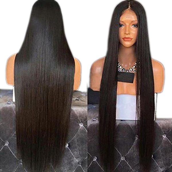 

24inch heat resistant fiber hair silky synthetic lace front wigs for black women 180% density long straight hair wigs