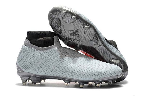 

men knitted fg/ag football shoes outdoor vision college mg shadow series silver football boots