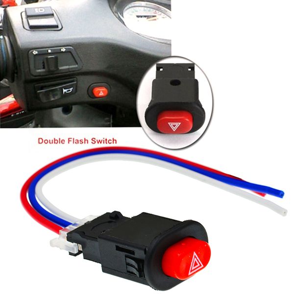 Motocicleta Hazard Light Switch Duplo aviso pisca-pisca de emergência Signal W / 3 fios bloqueio para Motor ATV bicicleta