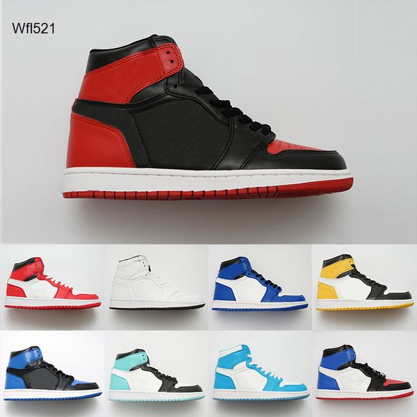 

36-47 classic court purple pine green mid og 1 3 men women basketball shoes 1s banned bred chicago royal blue sports sneakers, Black