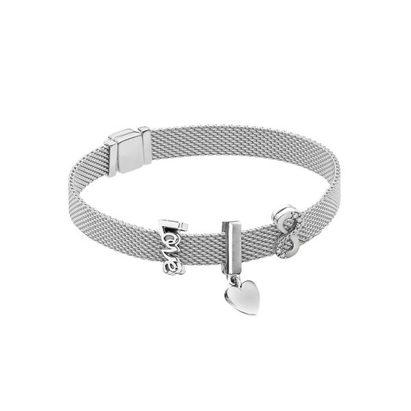 

bbee new 925 silver unlimited love bracelet set diy beads bracelet for original pandora women fashion charms bracelet jewelry, Golden;silver