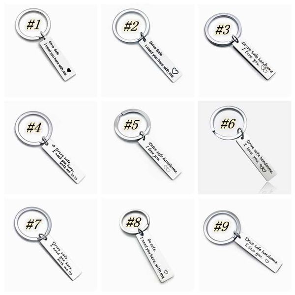 

stainless steel keychain letter drive safe i need you here with me keychains car key chains drive safe keyring, Silver