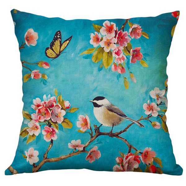 

kxaaxs pillow case with flower printing 2019 square simple linen creative lovely pillow cover for chair kissenbezug sterne#y45