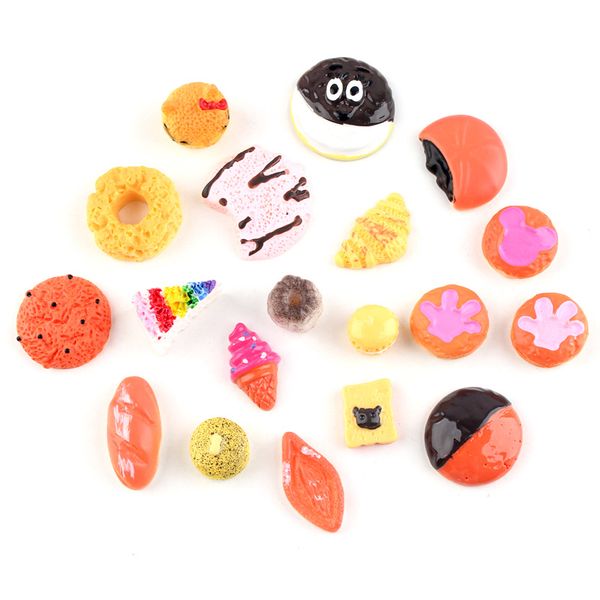 

charms 10pcs kawaii simulation donut rainbow cake bread cream cookies biscuit resin cabochons embellishments scrapbooking diy, Bronze;silver