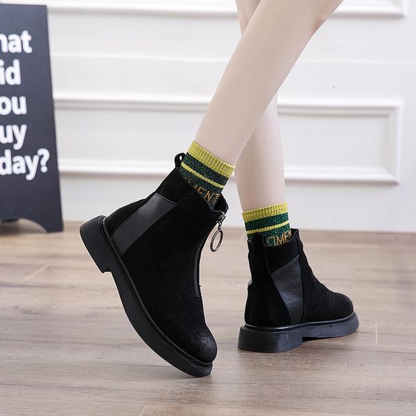 

горячий сбывание мартин сапоги лапша студент короткие обуви круг head knight передняя молния абзацы женская обувь, Black