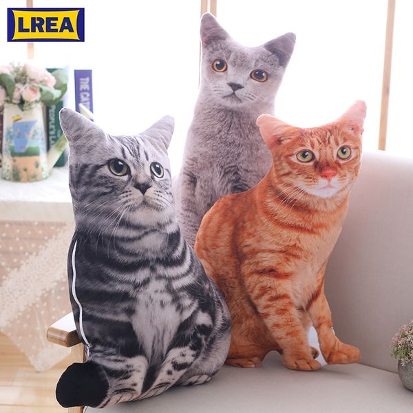

lrea new 50cm cojines creative plush toy cute expression simulation cat pillow bedroom sofa decorations cushion