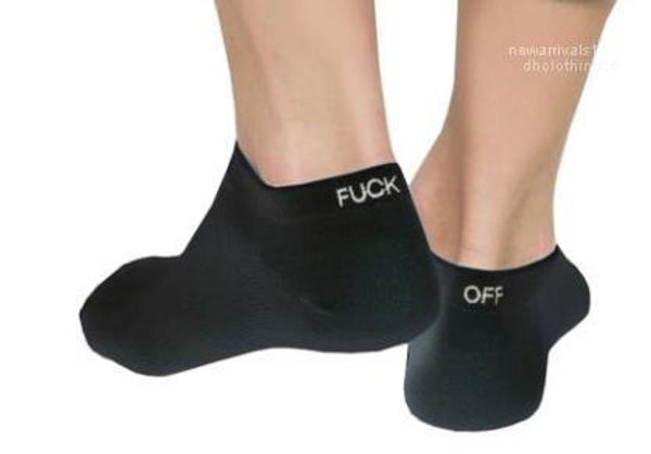 

designer sock pure color letter fck off design casual ankle socks mens clothing underwear mens fashion, Black