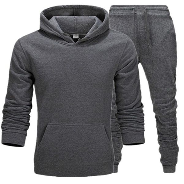 

men's sweatshirts sportswear thermal underwear mens sportswear suit fleece thick hoodie pants sports suit men over size, Gray