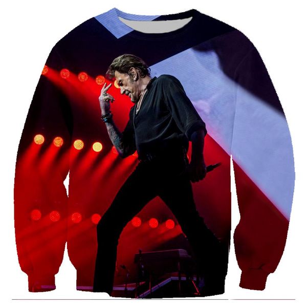 

джонни холлидей rock фуфайки harajuku мужчины пуловер толстовки 3d печать hoodie hip hop повседневный streetwear толстовка одежда топы 5xl, Black