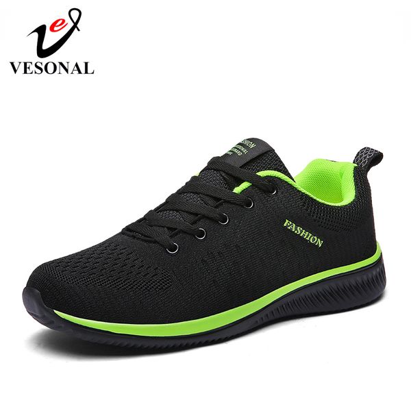 

vesonal brand 2019 autumn mesh sneakers men shoes casual lightweight breathable comfortable walking shoes male footwear, Black
