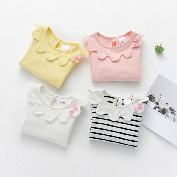 

девушка одежда дети футболки тройники с длинным рукавом футболки дети топы малыш ребенок повседневная блузка полосатый сплошной принт футбол, Blue