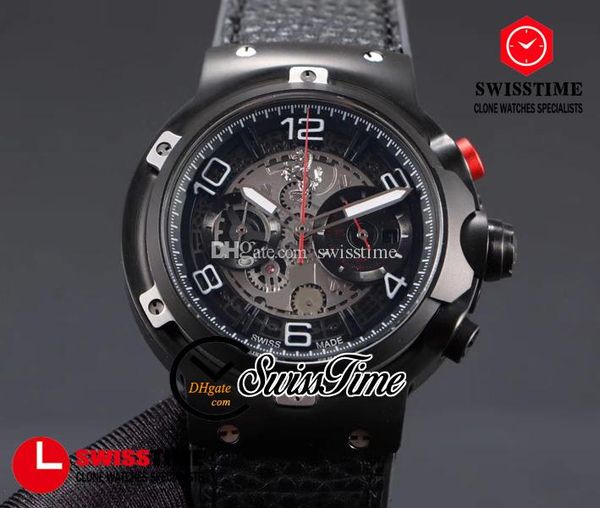 

sale miyota quartz chronograph mens watch pvd steel skeleton dial sapphire leather rubber racing limited edition watches swisstime hub02a1, Slivery;brown