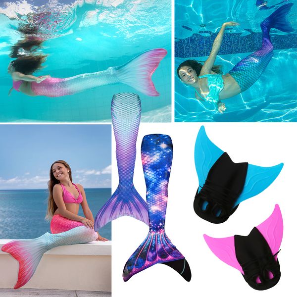 

kids adults mermaid tail swimming fin snorkeling foot flipper diving swimming assistant tool elastic breathable