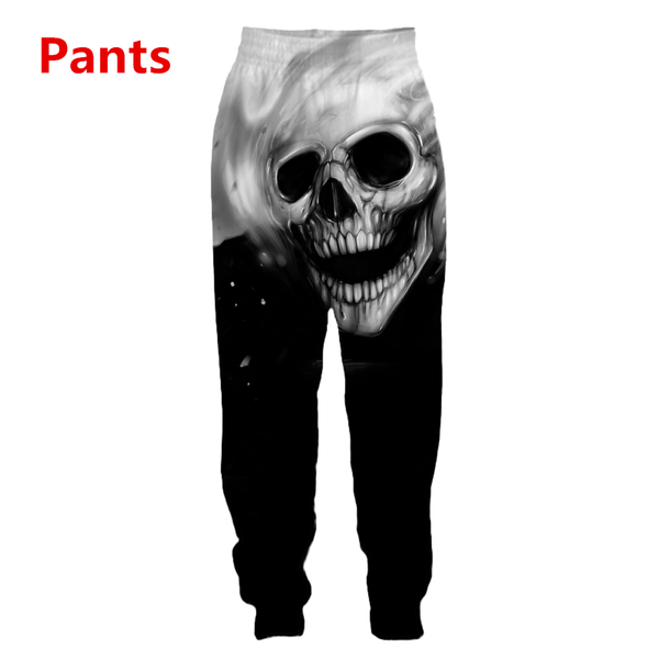 

fashion men/women 3d sweatshirts print metal skulls bride groom pants2, Black