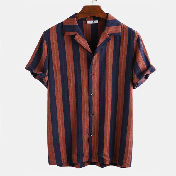 

shirt men red black stripe printed summer tropics hawaiian shirt short sleeves beach -3xl button camisas para hombre, White;black
