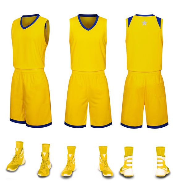 2019 Novo Blank Basketball jerseys impresso logotipo Mens tamanho S-XXL preço barato transporte rápido de boa qualidade Amarelo Y001