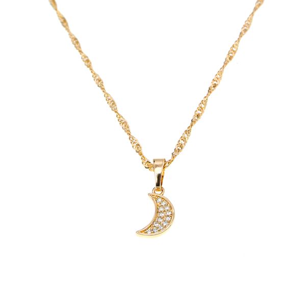 

lovely moon pendant gold link chain necklace women children jewelry baby accessorios mujer pendentif bebe colar naszyjnik n0400, Silver