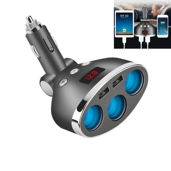 

3 way usb charger dc 12v vehicle universal cigarette lighter circuit protection socket splitter multifunction car accessories