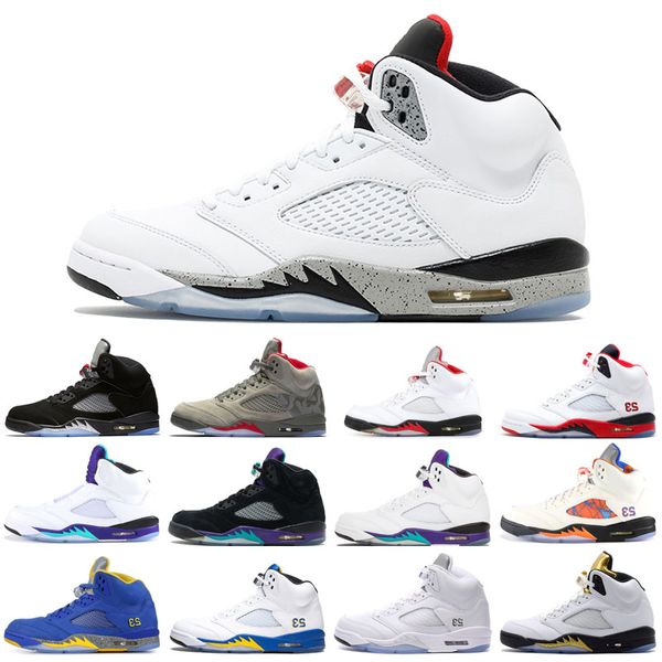

2019 5 5s Mens Basketball Shoes white cement psg promo Fire Red Grape Olympic Metallic Gold Fresh Prince Suede Wings Sports Sneakers 7-13