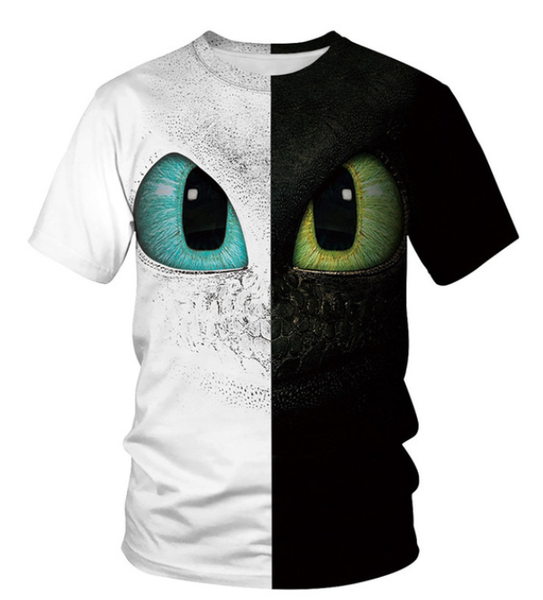 

2019 how to train your dragon 3d t shirts men anime toothless 3d print t shirts cartoon men t shirts cool dream work teen hip hop k1284, White;black