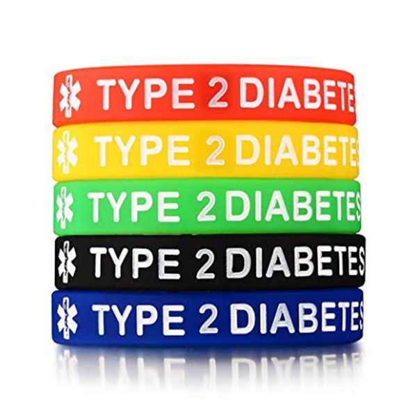 

1pcs type 2 diabetes allergy wristbands diabetic dependent alert awareness silicone bracelet wristbands, White