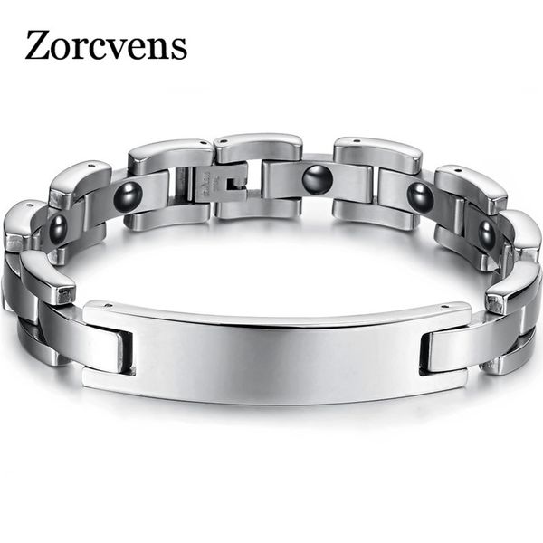 

zorcvens fashion health care bracelet titanium steel male bracelet, Golden;silver