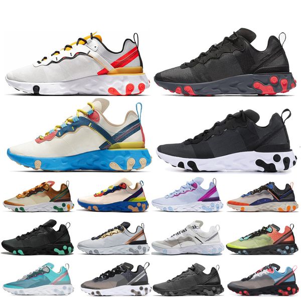 

new react element 87 55 running shoes for men women tour yellow anthracite triple black metallic gold mens trainers sports sneaker runner
