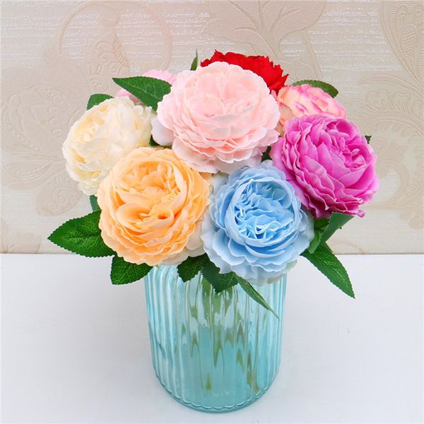 

send color randomly 5pc big flower peony artificial flower home wedding flower family decoration