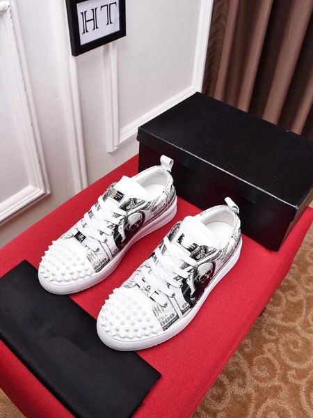 

brand fashion luxury designer shoes gold low cut leather flat designers men womens casual sneakers 38-44 l03, Black