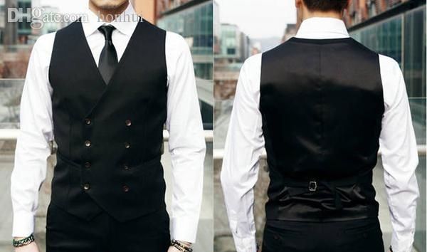 Fall Mens Casual Double Breasted Button V Neck Tuxedo Vest